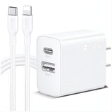 Cargador Turbo 20w Dual Carga Rápida Con Cable Para iPhone