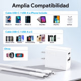 Cargador Turbo 20w Dual Carga Rápida Con Cable Para iPhone
