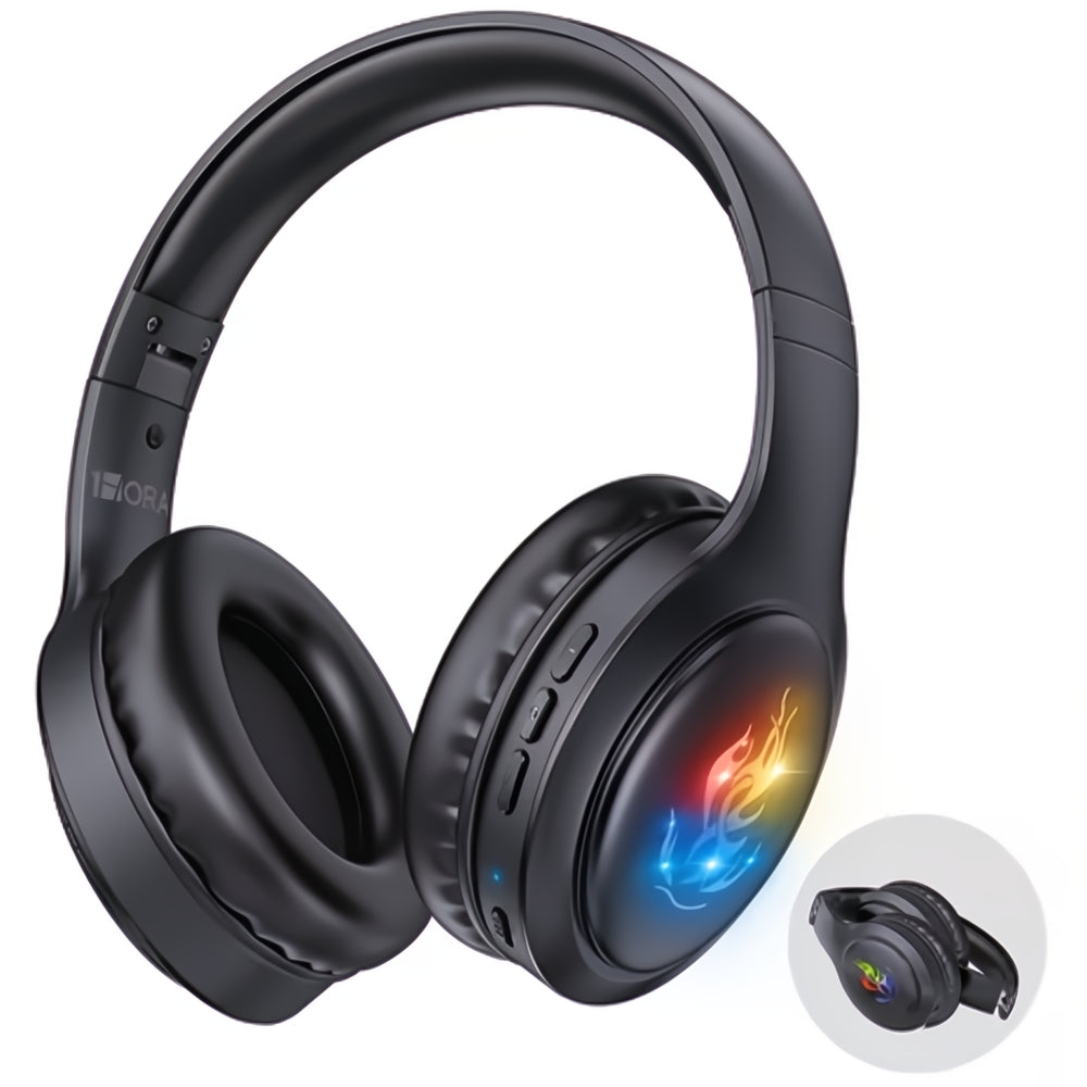 Audífonos Inalámbricos Diadema Bluetooth Luces Led Rgb Con Micrófono