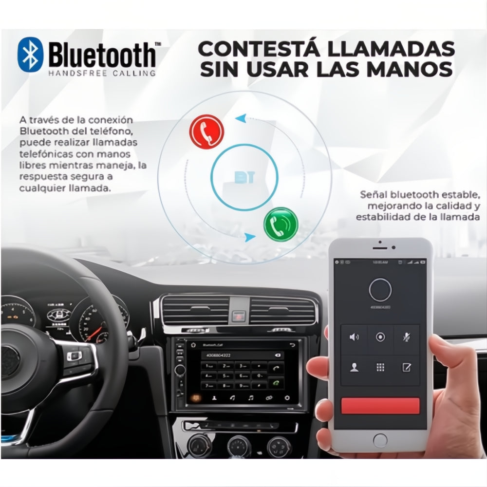 Radio Para Carro Pantalla Táctil 2 Din Bluetooth + Cámara