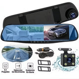 Espejo Retrovisor Dvr Universal 2 Camaras Delantera Reversa