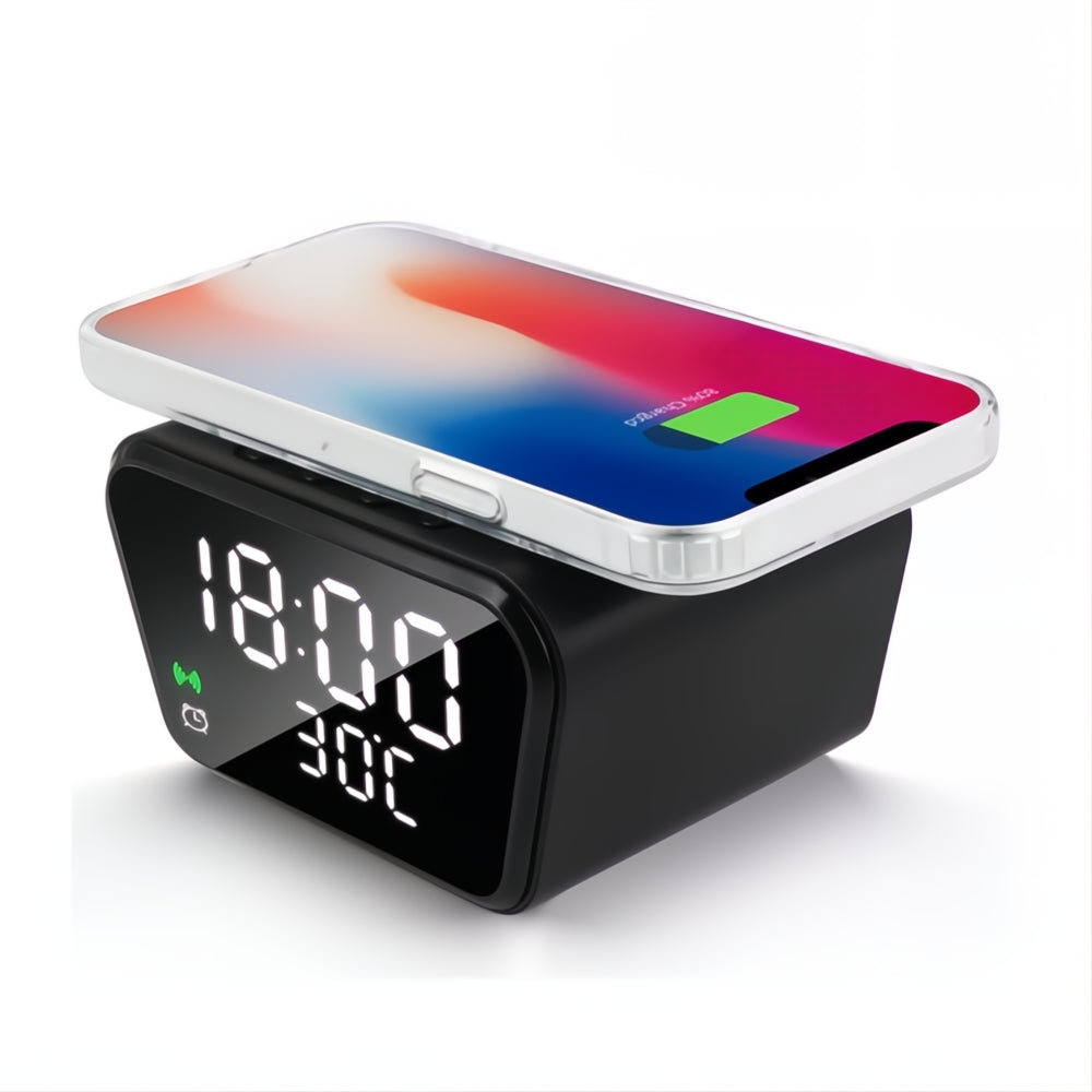 Reloj Digital Carga Inalámbrica 2 En 1 Alarma Temperatura