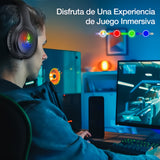 Audífonos Inalámbricos Diadema Bluetooth Luces Led Rgb Con Micrófono