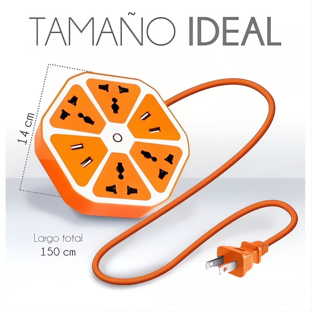 Multi Toma Conector Hexago Multiusos Con 4 Usb 1.8 Metros