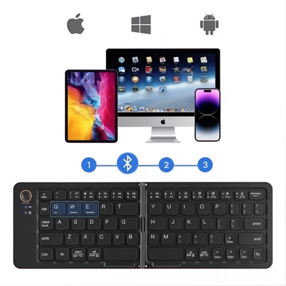 Teclado Inalámbrico Plegable Bluetooth Recargable + Soporte