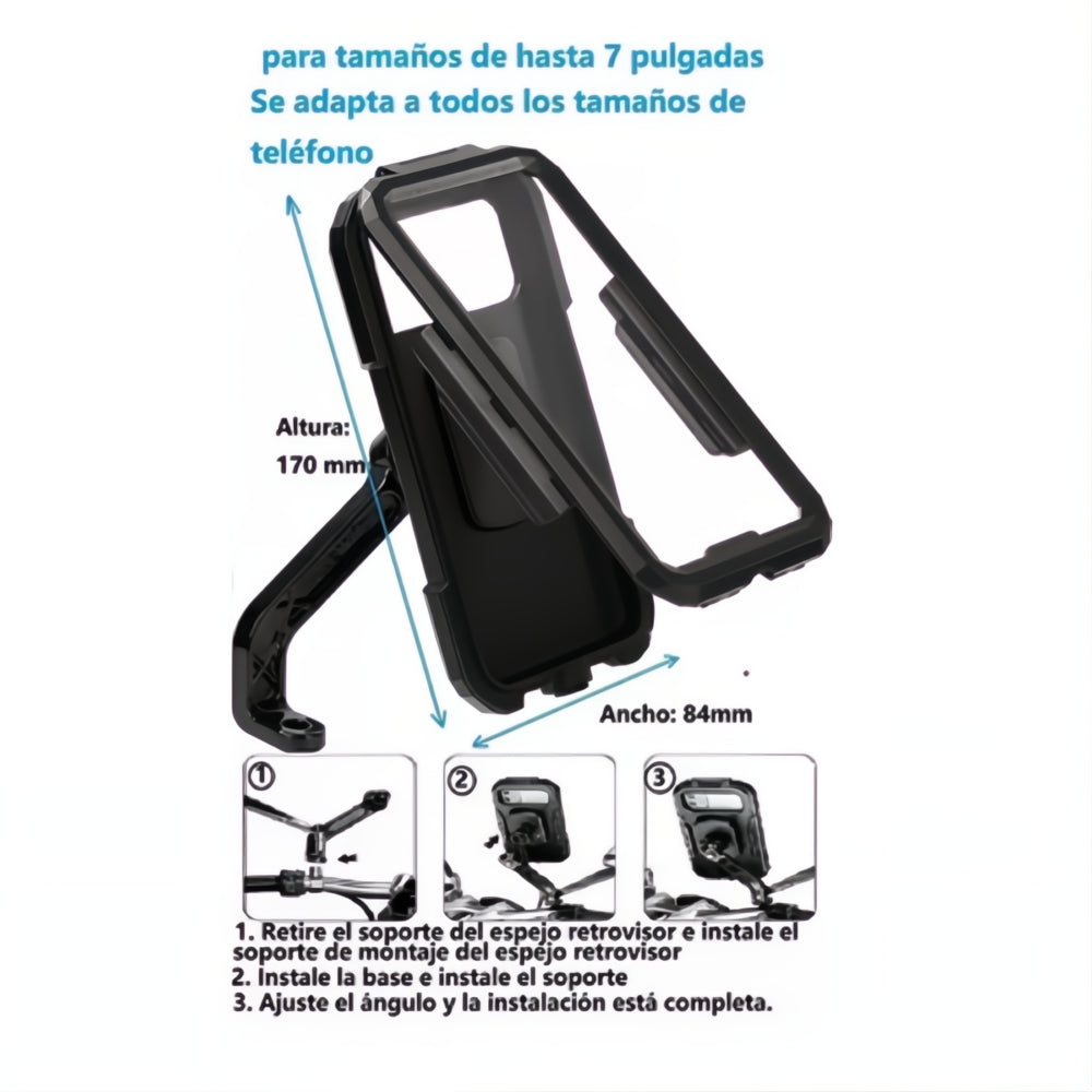Soporte Base Para Celular Impermeable Espejo Moto Universal