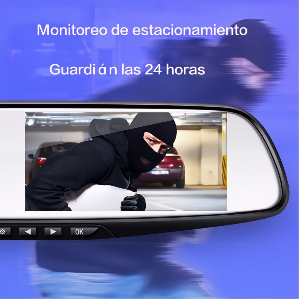 Espejo Retrovisor Dvr Universal 2 Camaras Delantera Reversa