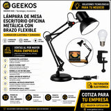 Lámpara De Mesa Escritorio Oficina Metalica con Brazo Flexible