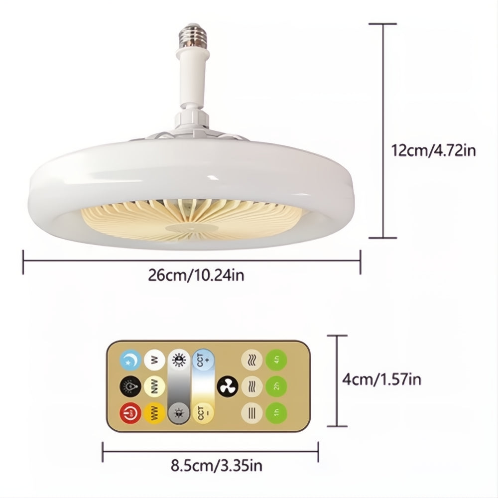 Ventilador De Techo 30w Silencioso Lampara 3 Tonos + Control