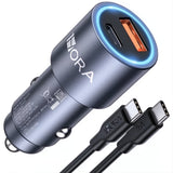 Cargador Para Carro 38w Dual Carga Rápida Usb C A Usb C 3 Amperios