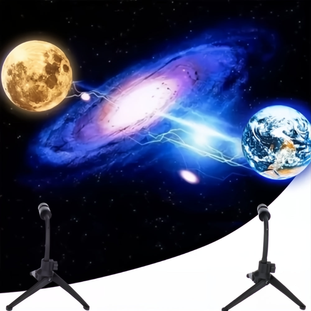 Lámpara Proyector Luna Velador Luz Led Cálida Usb Hd 360°