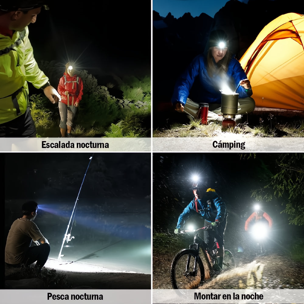 Linterna Led Minera Casco 5 Modos Sensor Recargable Usb