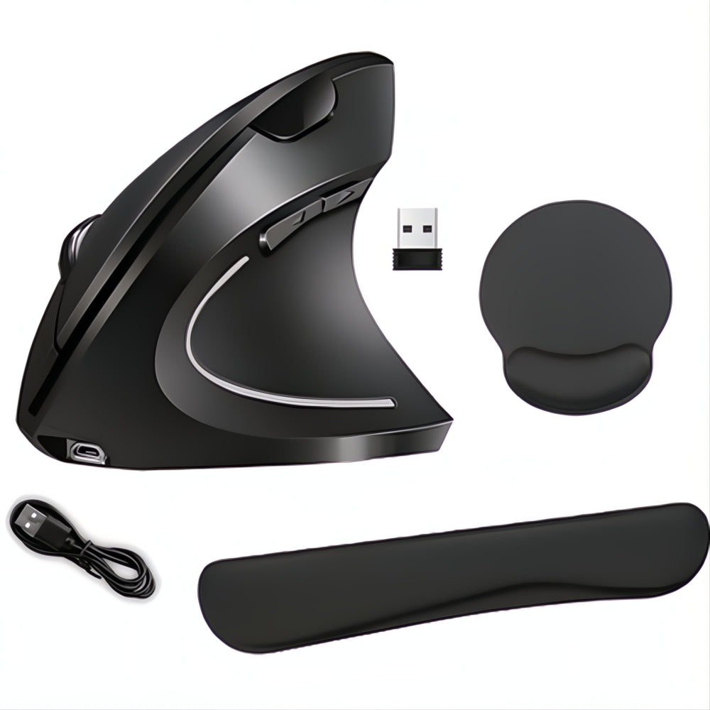 Kit Mouse Vertical Inalámbrico Recargable Con Soporte Muñeca