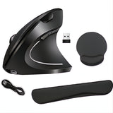 Kit Mouse Vertical Inalámbrico Recargable Con Soporte Muñeca