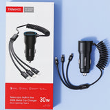 Cargador Para Carro 3 En 1 Carga Rápida de 30w Metalico Universal