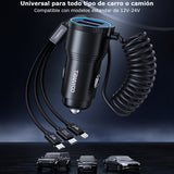 Cargador Para Carro 3 En 1 Carga Rápida de 30w Metalico Universal